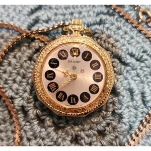 Vintage Saxony Pocketwatch Pendant on Necklace